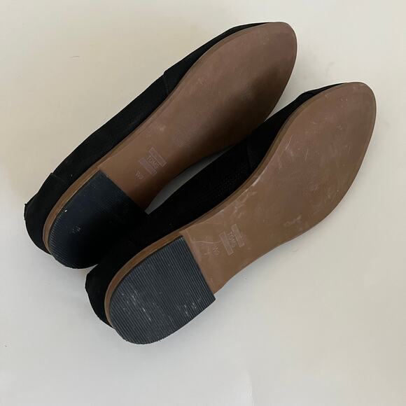 TOMS 'Julie' Women's 9 Pointed Toe Suede Black Ballet Flat Slip On Comfort Shoe - Picture 7 of 7